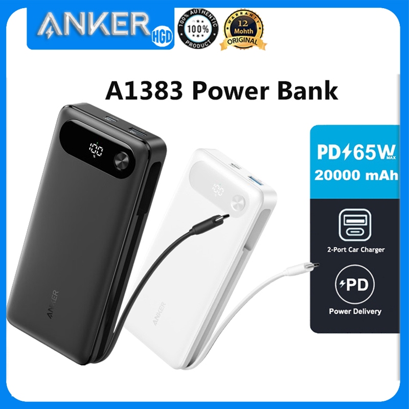 Anker A1383 Power Bank 20,000mAh Portable Charger 65W Fast Charging ...