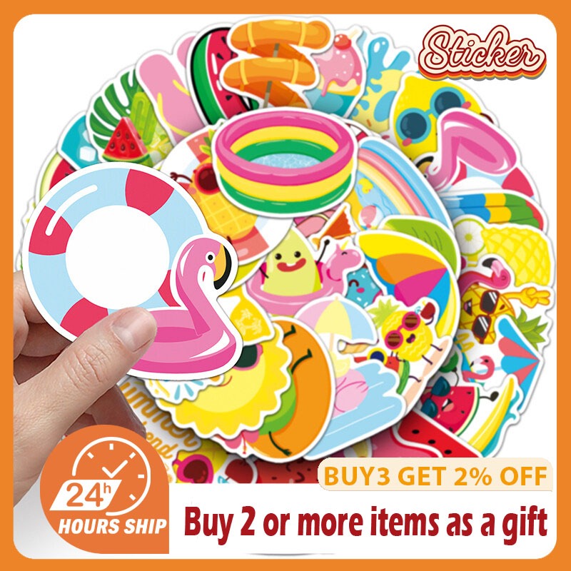 50pcs Summer Sticker Cartoon Graffiti DIY Phone Laptop Luggage Guitar ...
