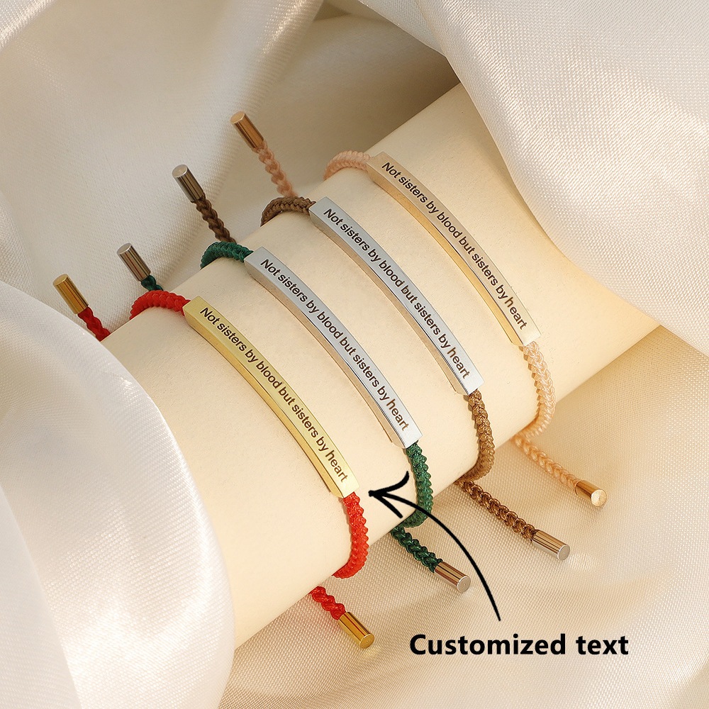 Customized Adjustable Braided Rope Bracelet For Women Men Valentines ...