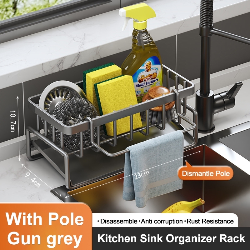 Robust Metal Sponge Drying Rack with Rag Hanging Rail - Essential for ...