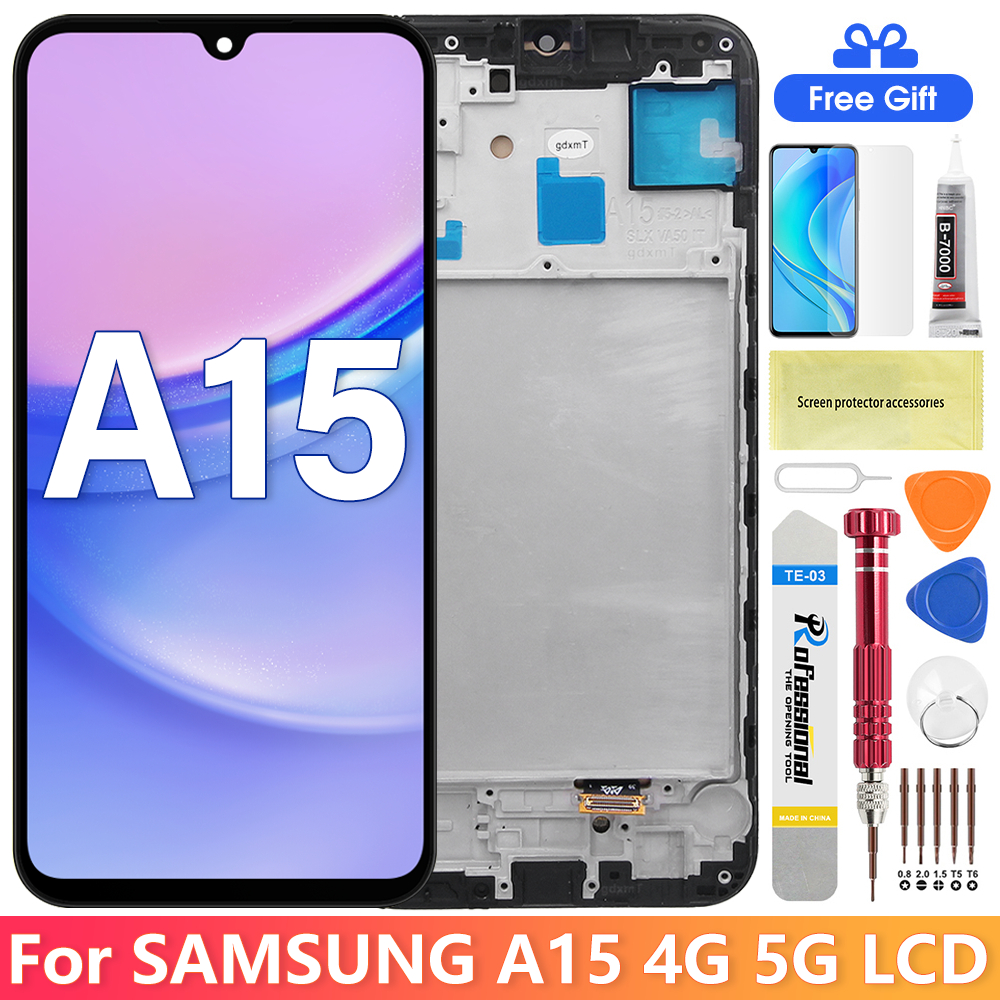 For Samsung Galaxy A15 4G 5G LCD Display Touch Screen with Frame SM ...