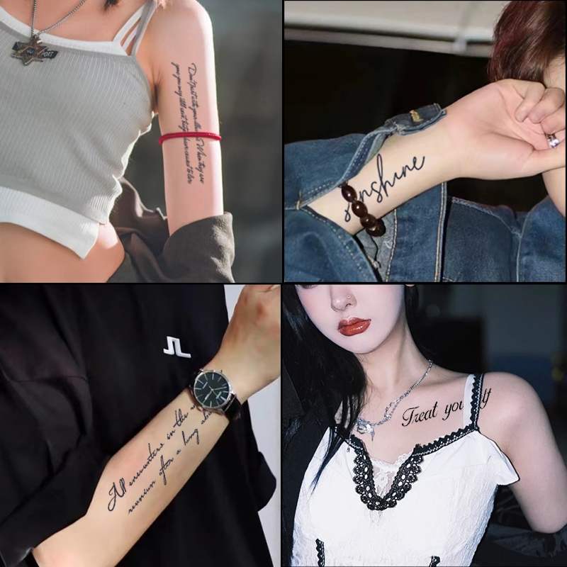 English na font na 15-araw na tattoo sticker, matibay, hindi tinatablan ...