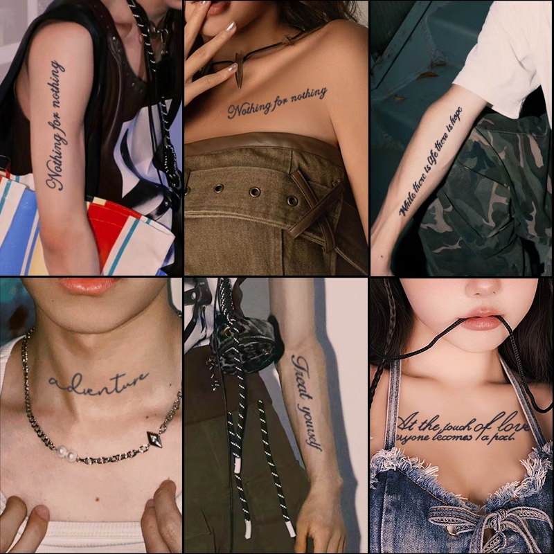 English na font na 15-araw na tattoo sticker, matibay, hindi tinatablan ...