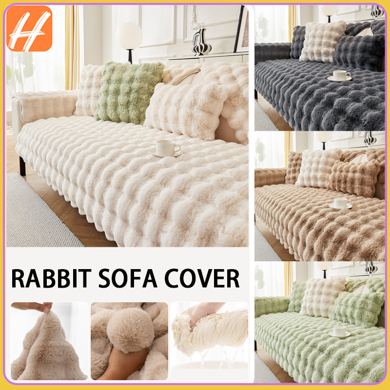 Rabbit Plush Sofa Cover Rabbit Fur Washable Durable Soft Fabric HIgh ...