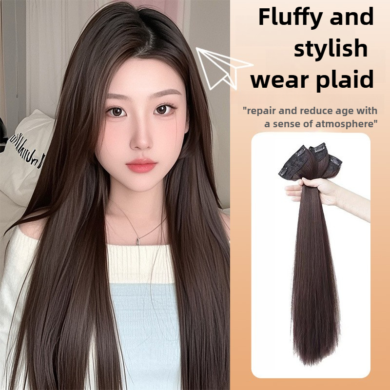 3PCS Wig Hair Extensions Long Straight Hair Invisible Wig Pieces ...