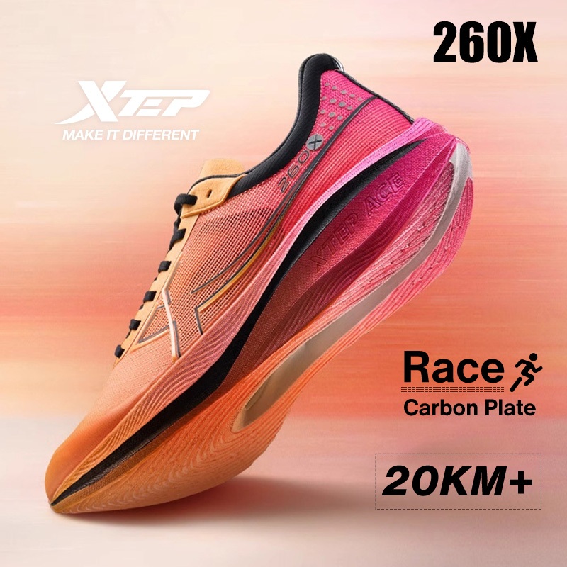 【20KM+】XTEP 260X Men Running Shoes Race Training Carbon Plate Marathon  Running Shoe Rebound over 85%