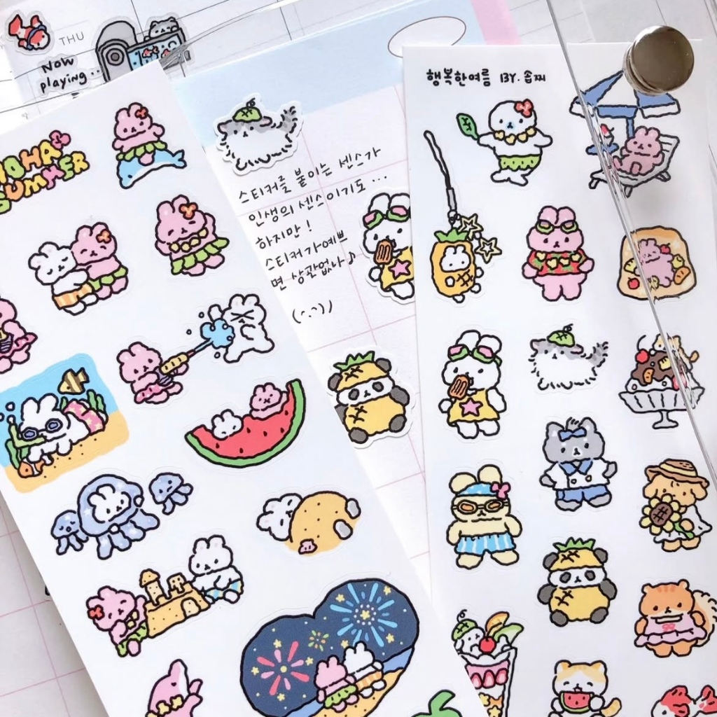Cartoon Korean Graffiti Style Rabbit Animal Notebook Hand Account Diary ...