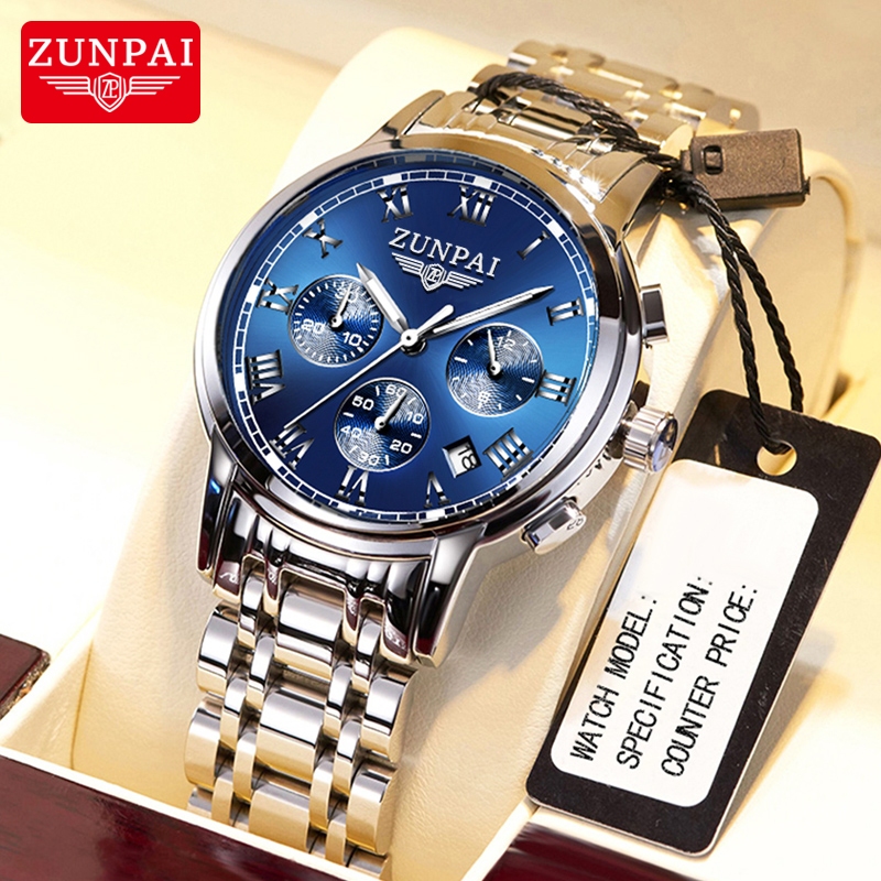 ZUNPAI Wrist Watch for Men Original Waterproof Stainless Steel