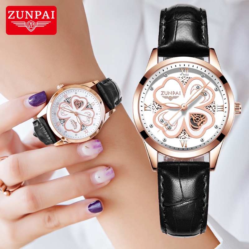 ZUNPAI Watch for Woman Original Waterproof Leather Fashion Girls Quartz  Analog Ladies Wrist Watches [Christmas gift set watch with box]