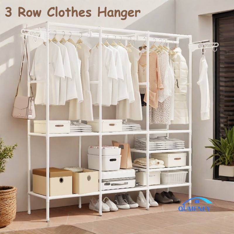 3 Row Hanger Rack Cabinet Clothes Hanger Bedroom Open Combination ...