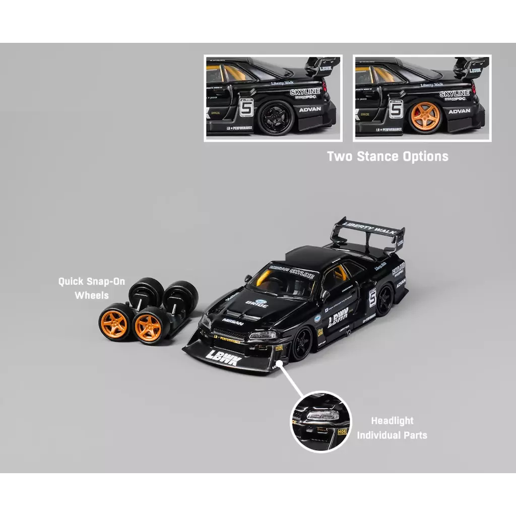 CM 1 64 JDM Black Skyline GTR ER34 LBWK #5 Sports Model Diecast Metal ...