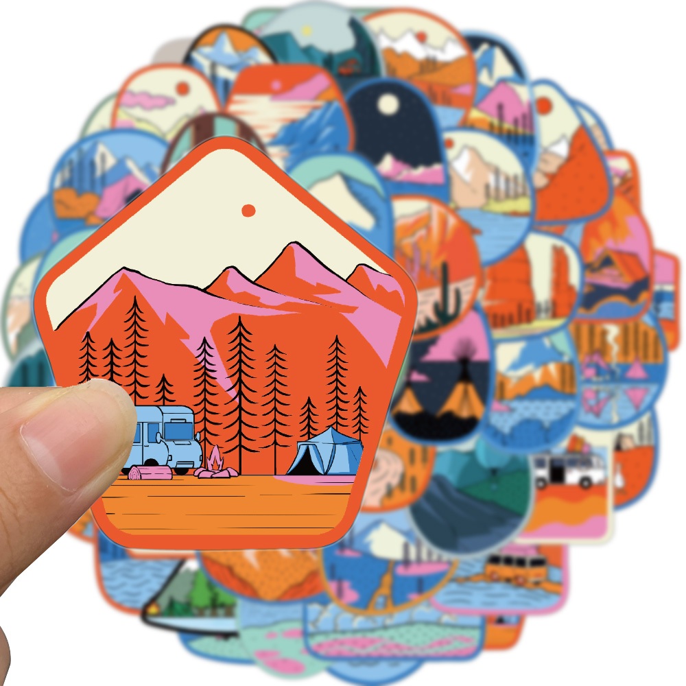 [Large Sticker]50PCS Cool Outdoor Camping Stickers Nature Forest ...