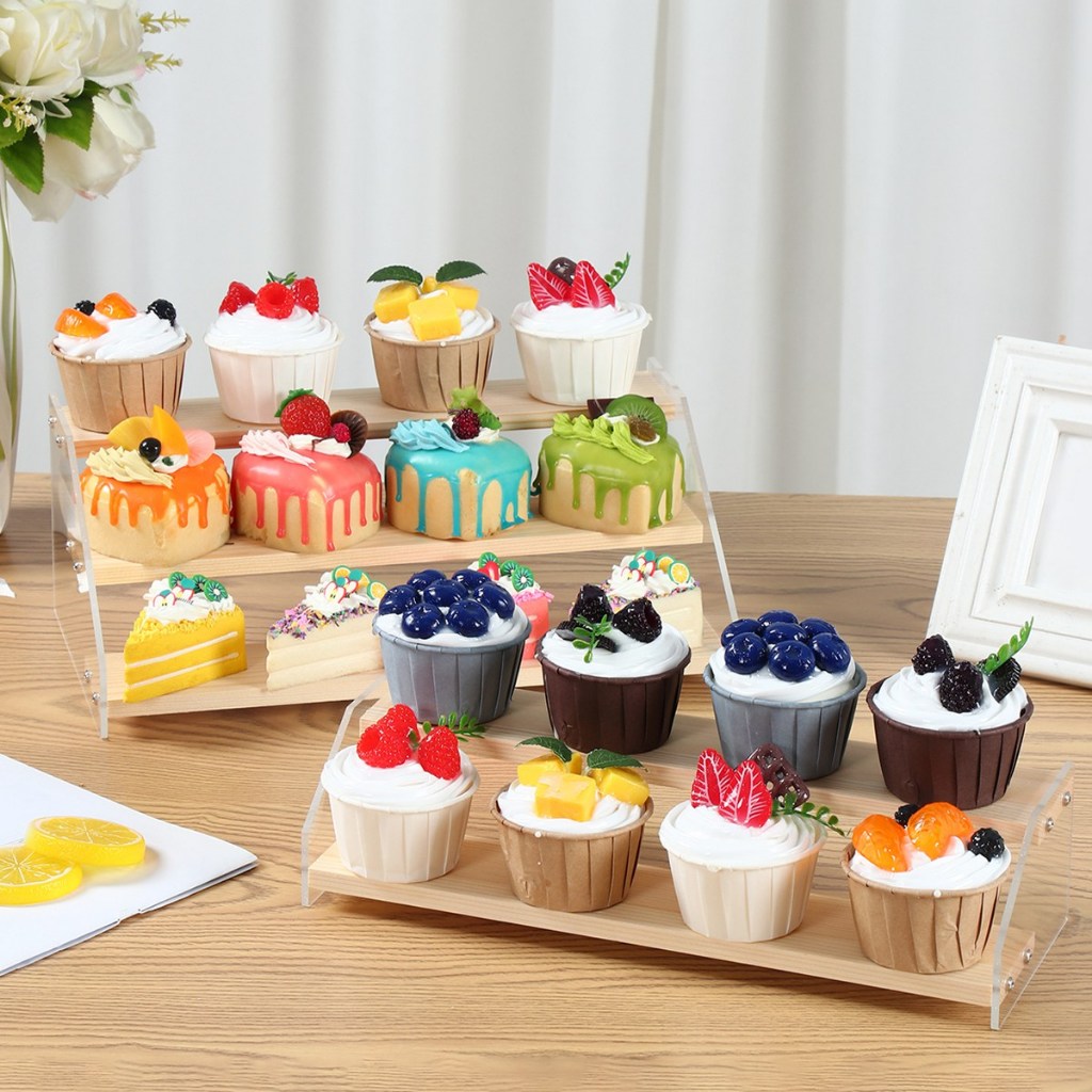 2/3/4/5Tier Wooden Ladder Acrylic Display Rack Cosmetic Perfume ...