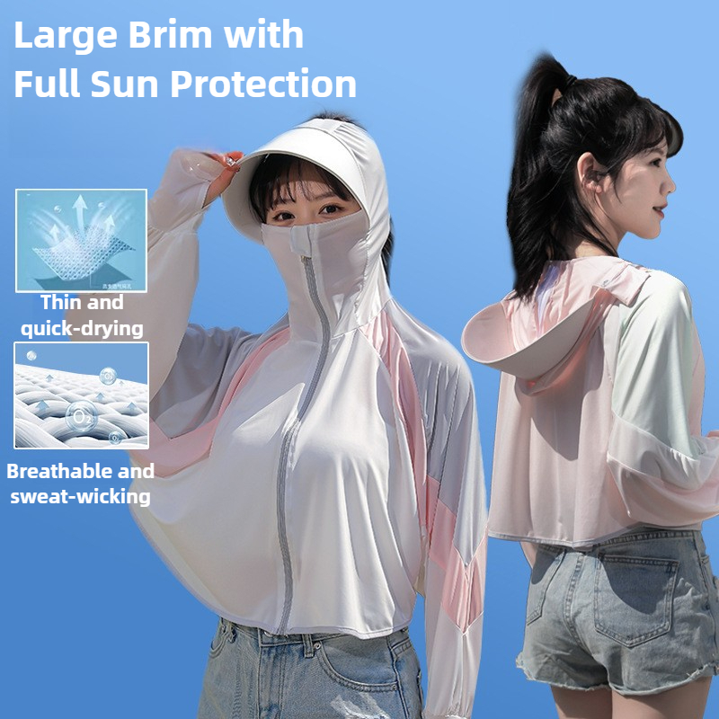 Color Blocking Splicing Sunscreen Jacket Women's UPF50+ Sun Protection ...