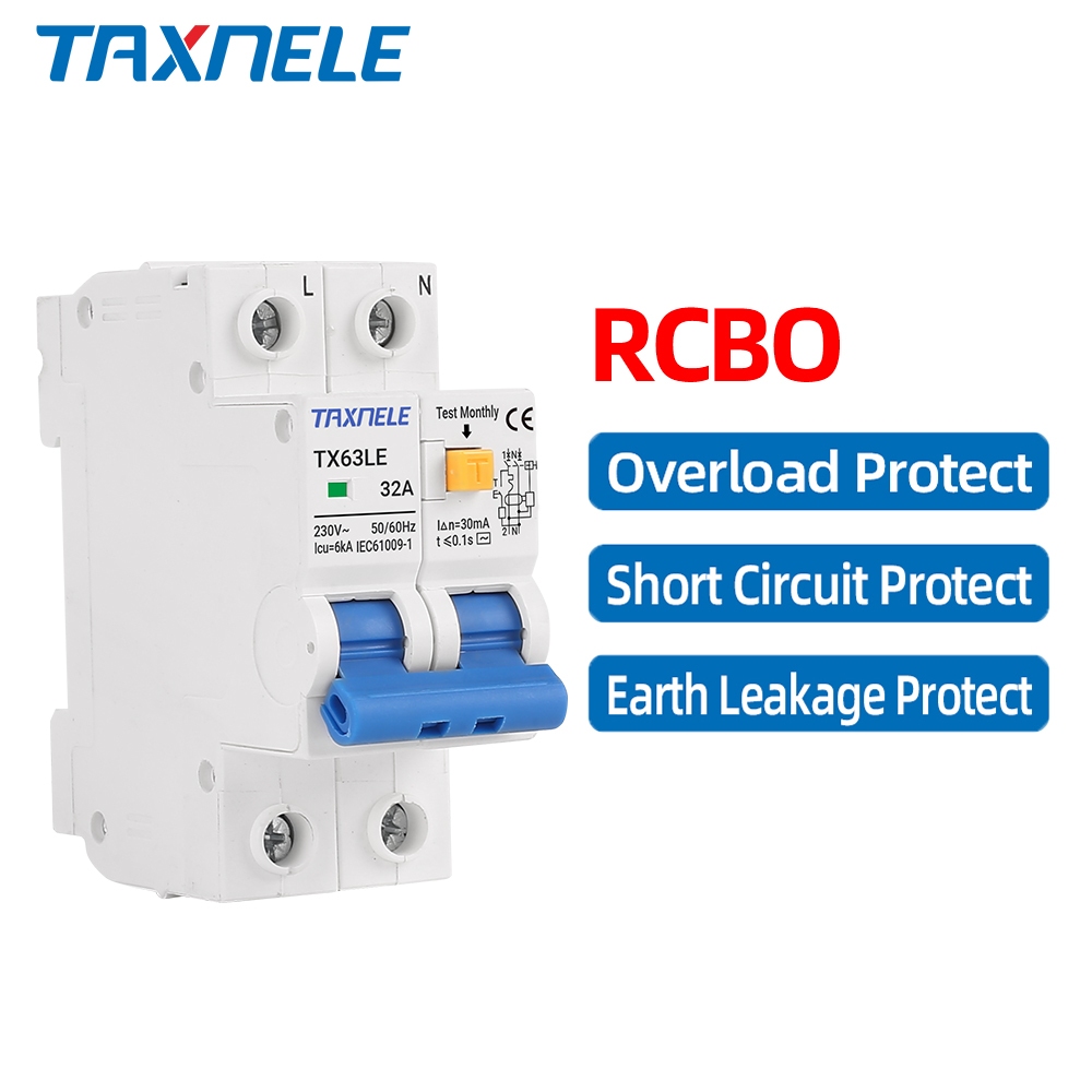 32A 63A 230V 2P Residual Current Circuit Breaker 30mA Overload Short ...