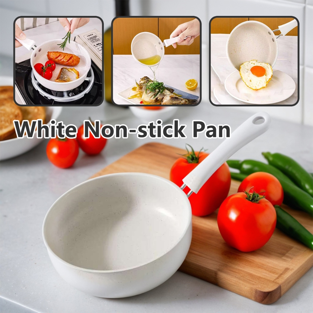 White Non Stick Frying Pan Cooking Pan Cooking Utensils Flat Pan ...