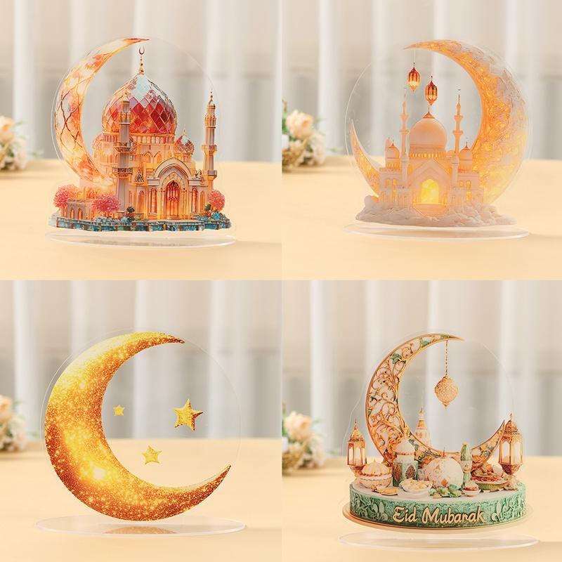 4Styles Eid Mubarak 2D Acrylic Decoration 2025 Ramadhan Moon Star ...