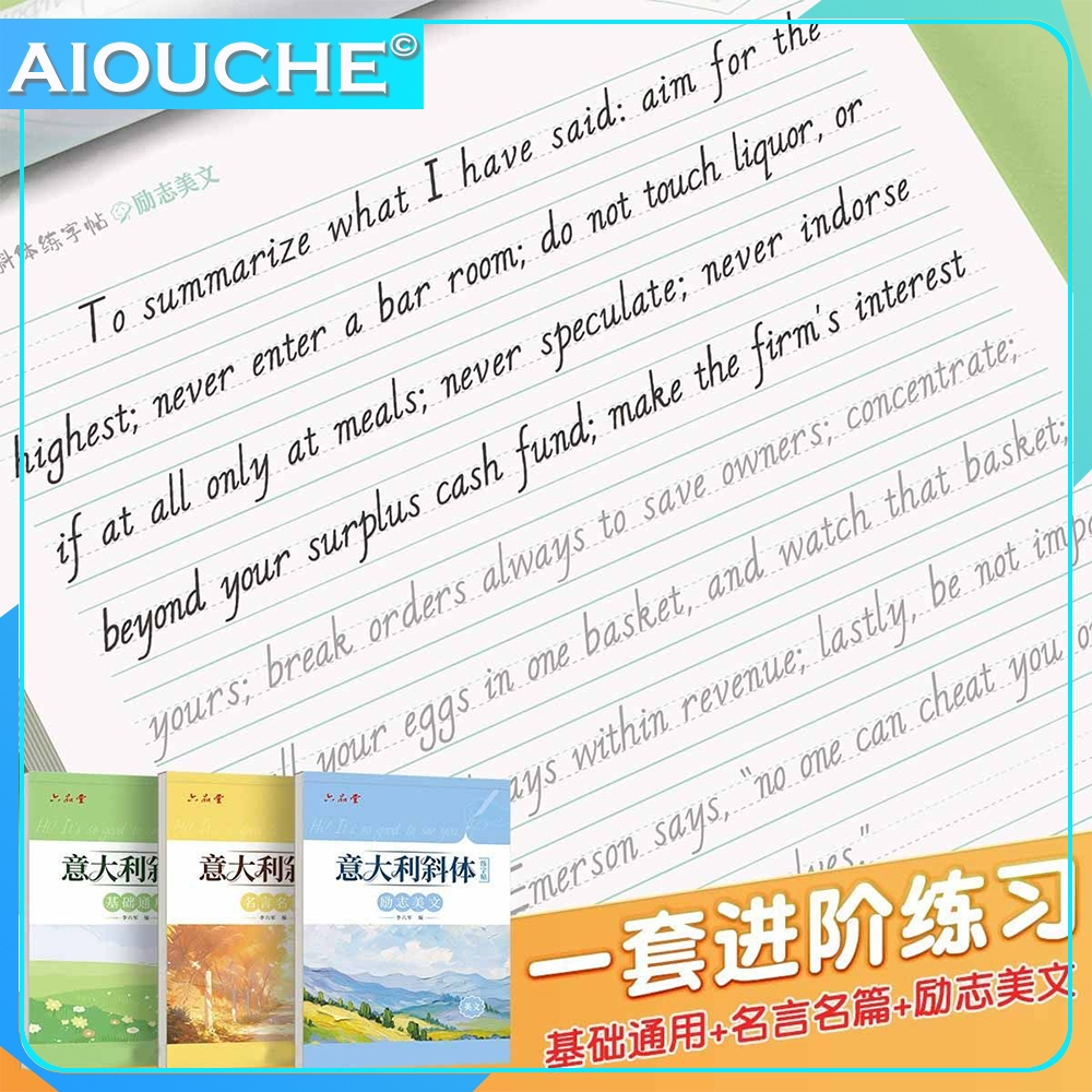 New 6PC Italy English Italic Font Calligraphy Book Practice Copybook ...