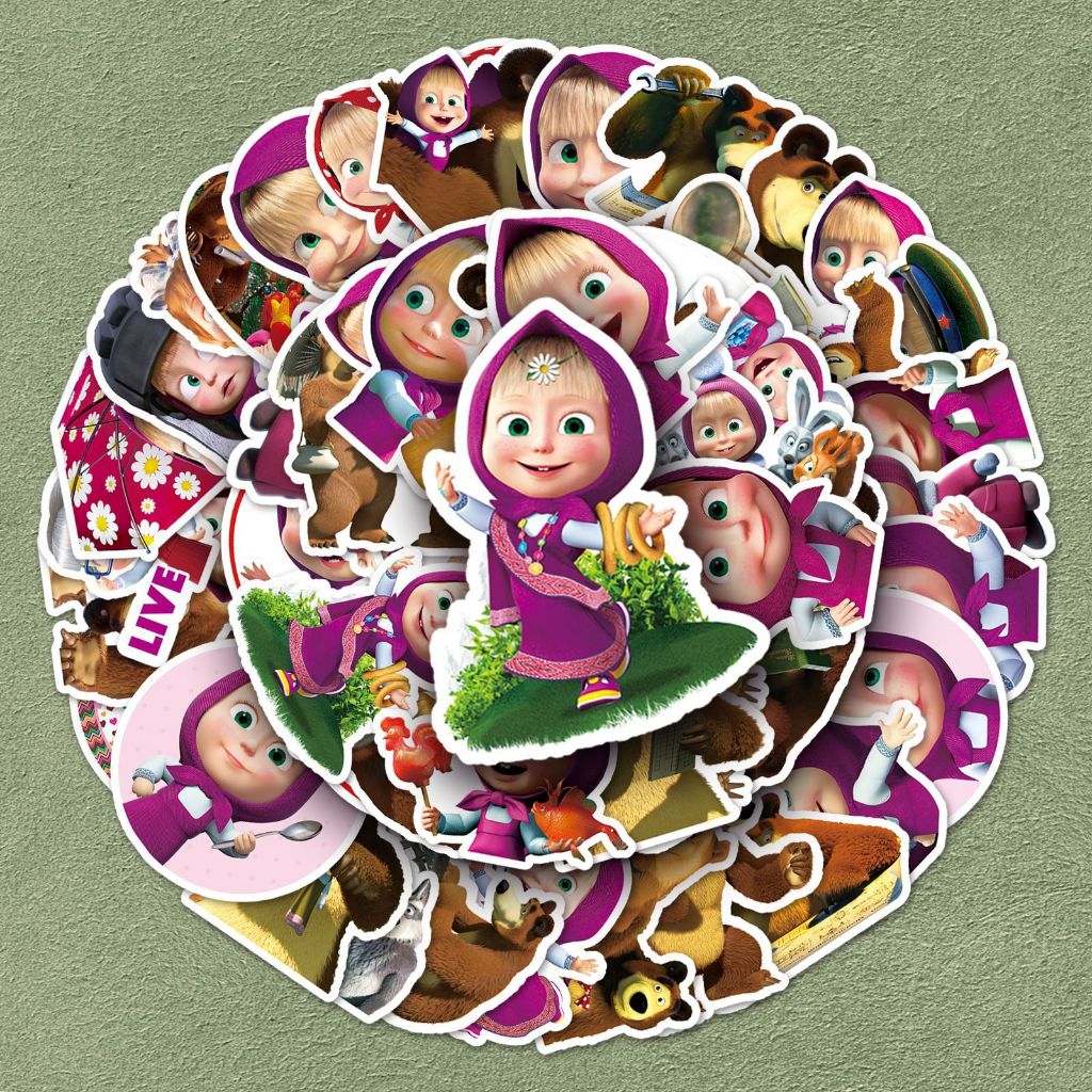 50Pcs Anime Masha and Bear Stickers Graffiti Waterproof Sticker Cute ...