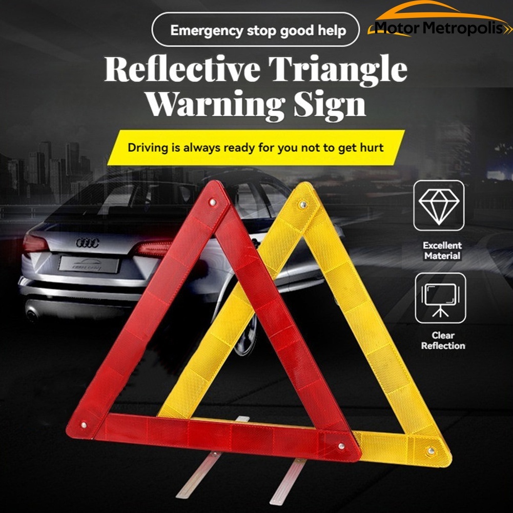 2Pcs Reflective Triangle Emergency Early Warning Device for Road Safety ...