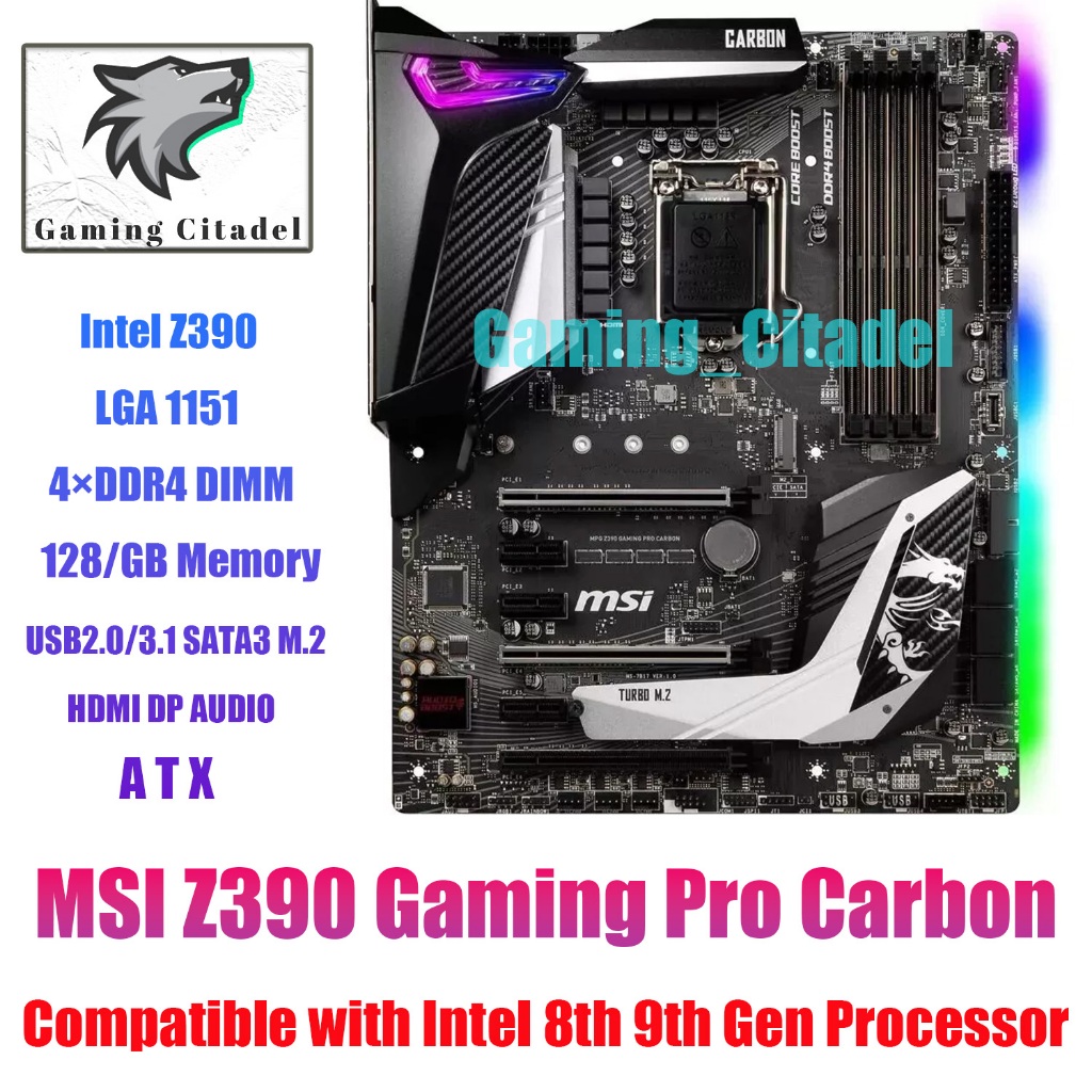 Used MSI MPG Z390 Gaming Pro Carbon LGA 1151 ATX Motherboard DDR4 ...