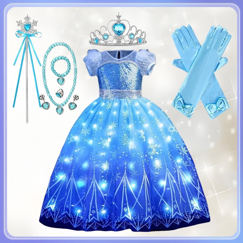 Frozen Dresses Elsa Costume Cosplay Clothing Dresses Led Light Up Princess Elsa  Dress For Kids Girl For Halloween and Christmas | Shopee Philippines