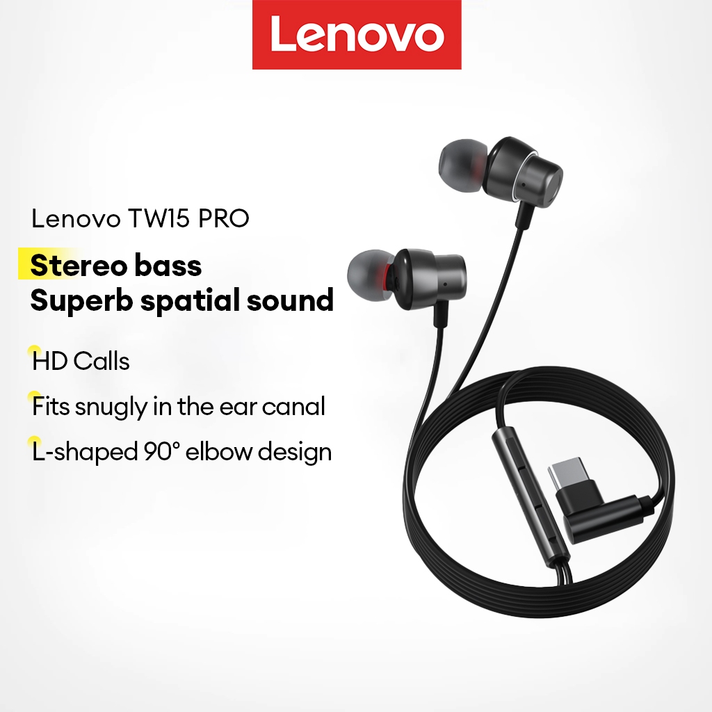 Lenovo TW15 PRO wired headphones HD sound quality long life comfortable ...