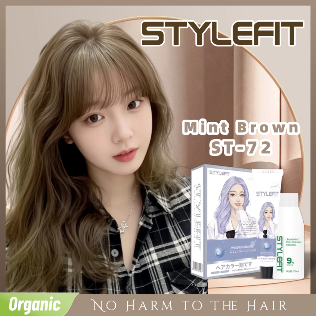 STYLEFIT Hair Color Mint Brown Hair Color【100ml Hair Dye+100ml Oxidant ...