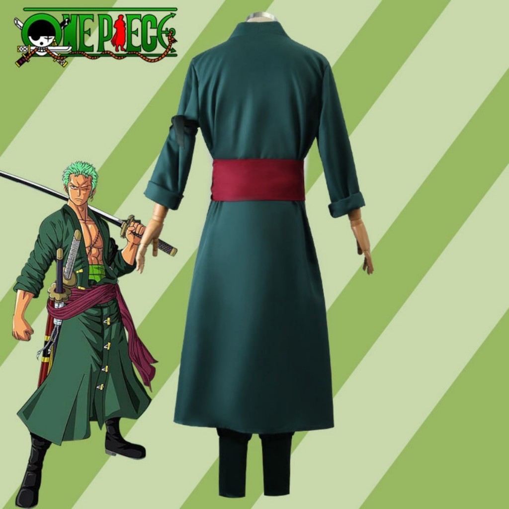 Anime One Piece Roronoa Zoro Cosplay Costume Men Kimono Green Robe ...
