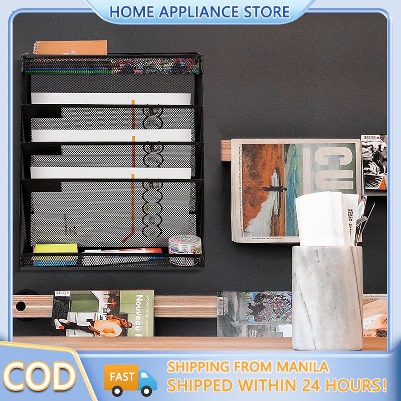 Metal File Rack Wall Mounted Organizer Desktop Shelf Iron Organizer ...