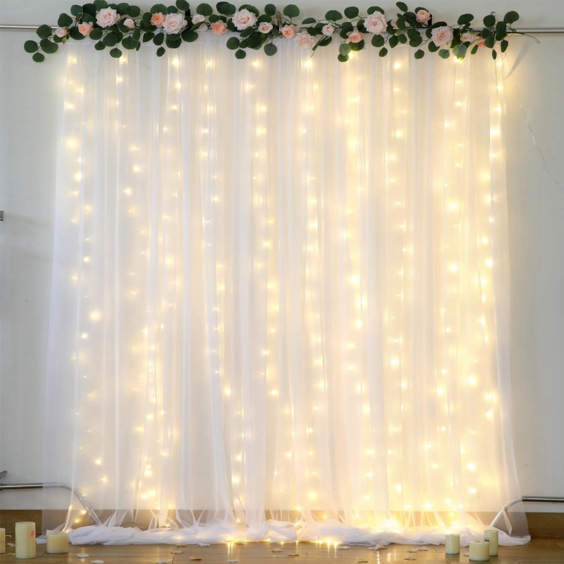 【Local Stock】Multicolour Tulle Backdrop With String Light Organza Sheer ...