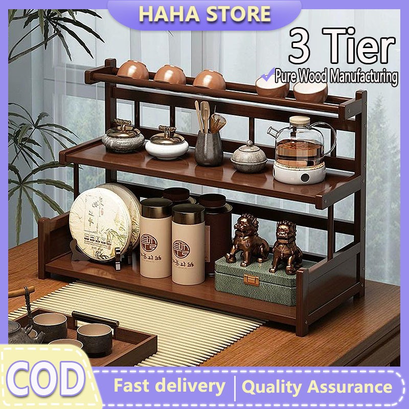 3 Tier Desktop storage rack bamboo Coffee Capsules Storage Kitchen ...