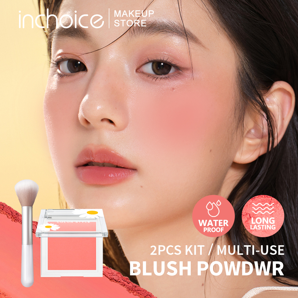 Blush Powder with Face Brush Blush on Cheek Waterproof Sweatproof Long ...