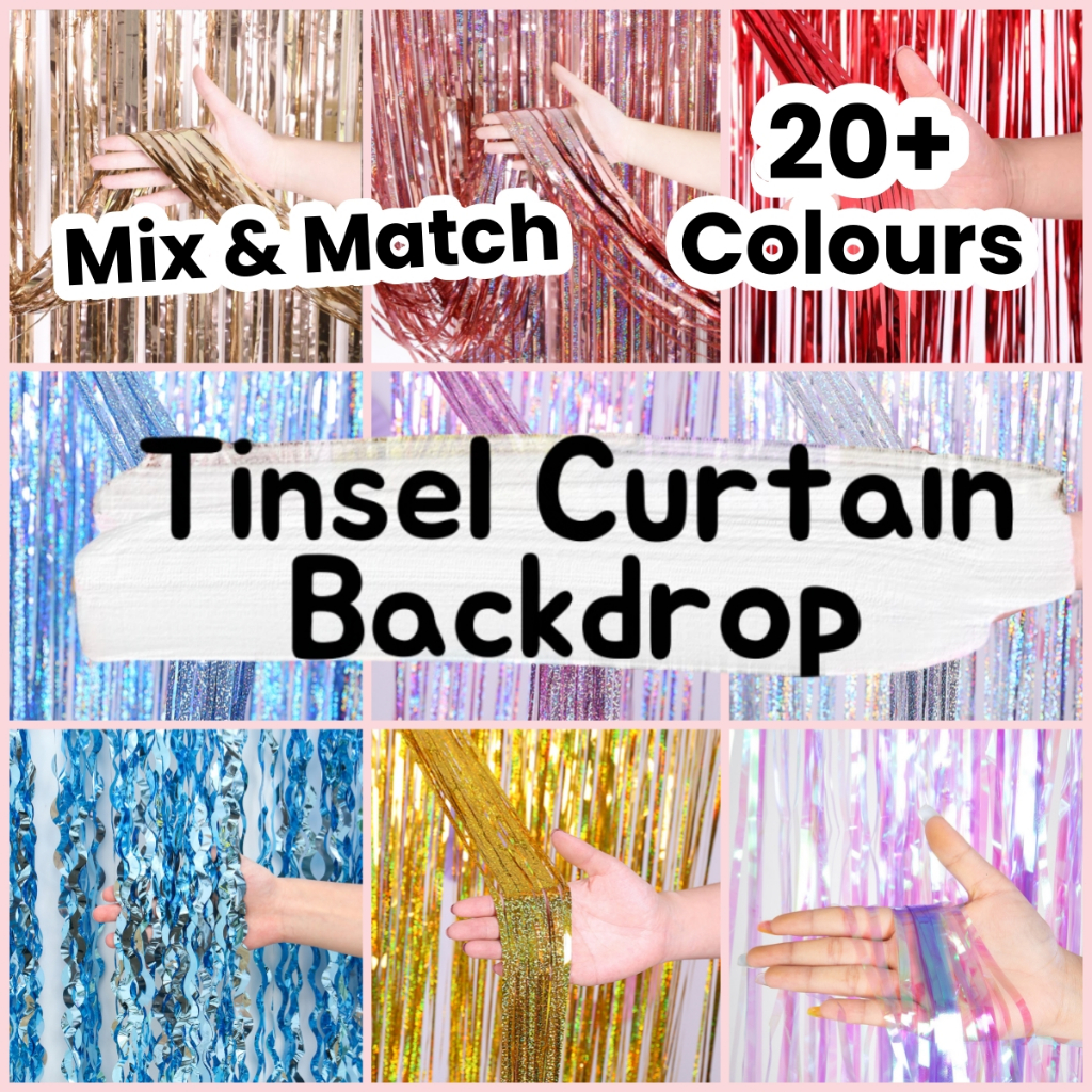 1*2m Metallic Foil Curtain Backdrop Tinsel Foil Fringe Curtain Backdrop ...