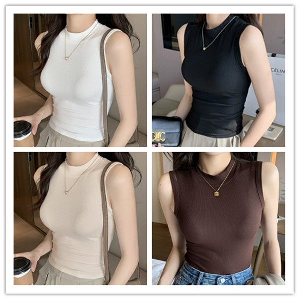 Women Elegant Plain T-Shirt Tank Top Female Knit Tops Girls Vest