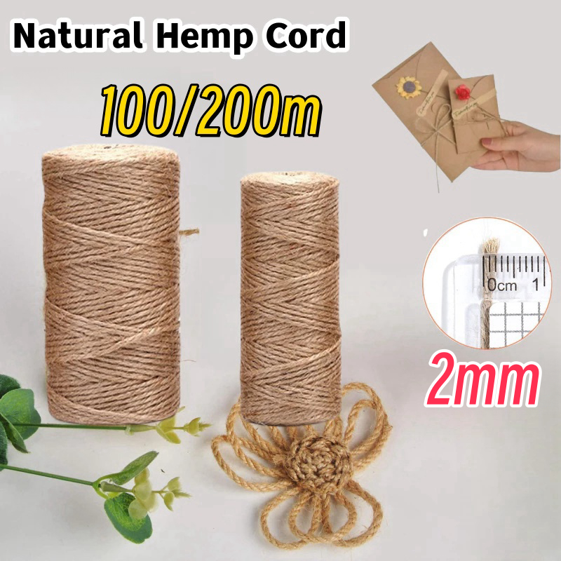 2mm Hemp Cord 100/200meter Natural Jute Rope Jute Twine Rope Birthday ...