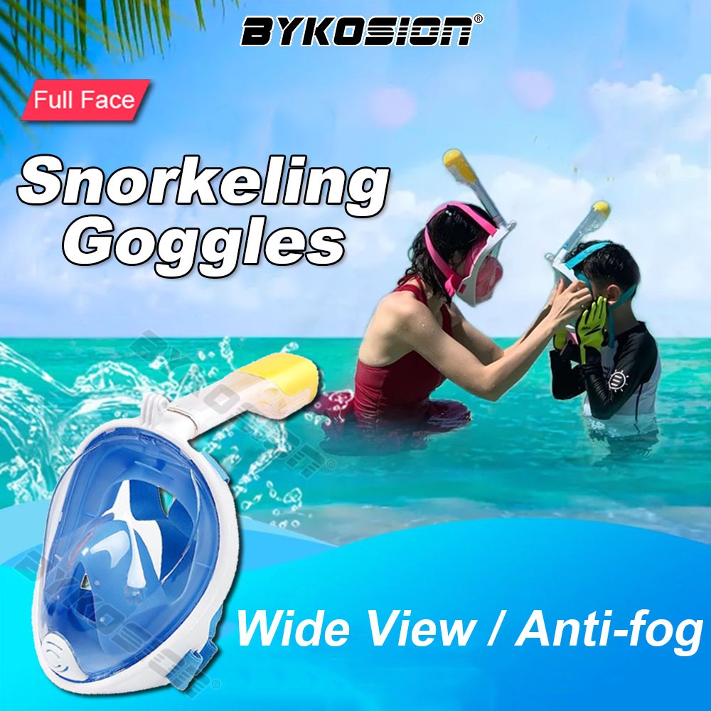 BYKOSION Snorkel Set Full Face Diving Goggles Easy Breathing Diving ...