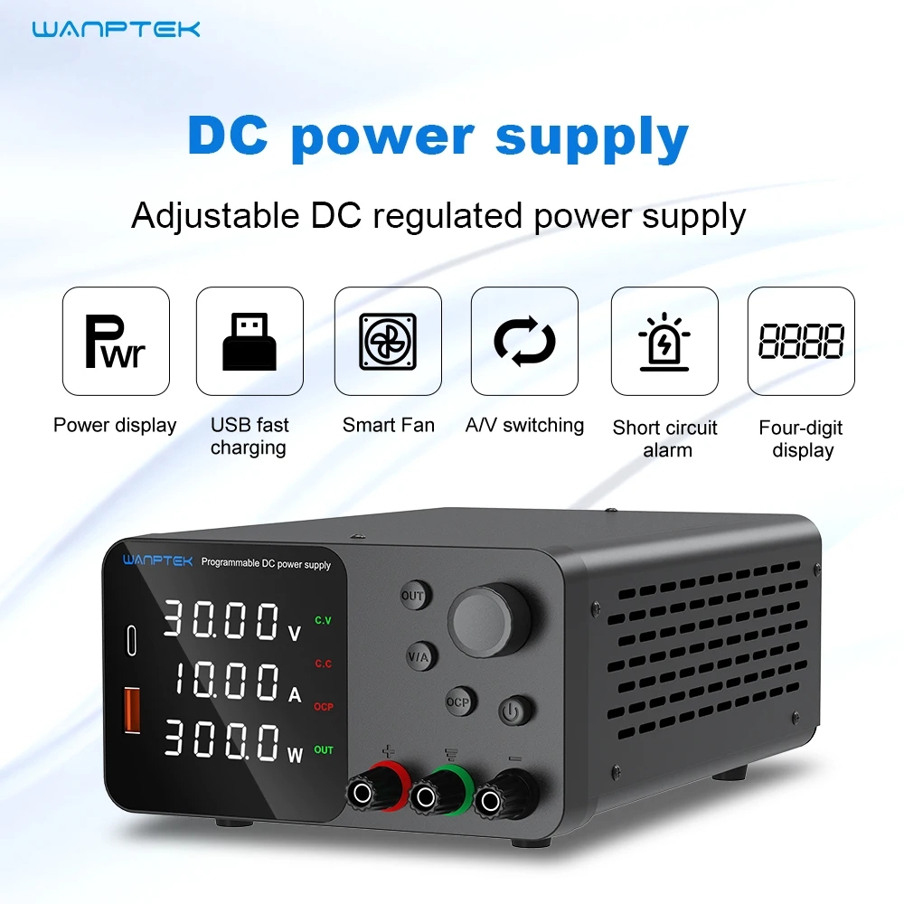 Wanptek Adjustable DC power supply 30V 10A 60V 5A 120V Lab Bench Power ...