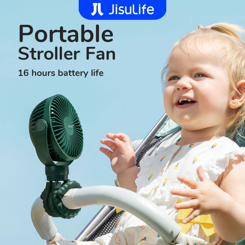 JISULIFE Stroller Fan Rechargeable Clip On Fan Speeds 4000mAh
