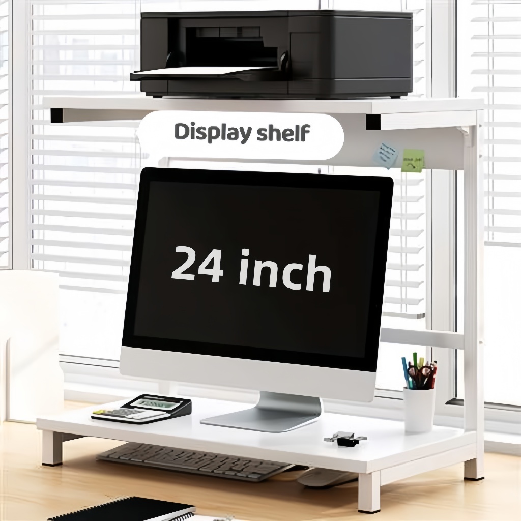 2 Layer Wooden Monitor Stand Printer Table Computer Stand Computer Desk ...