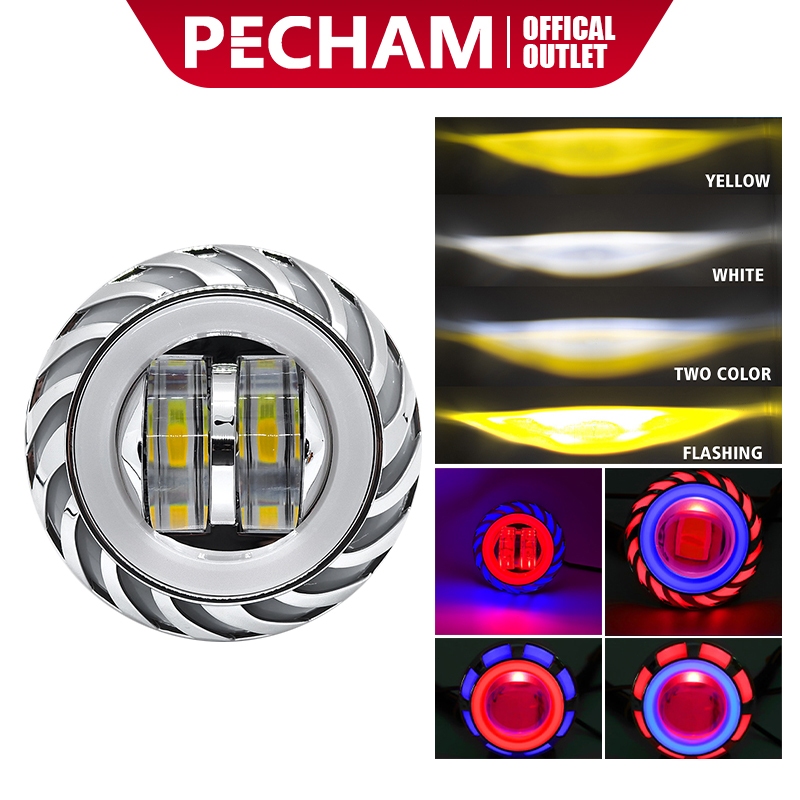 PECHAM Motorcycle LED Lens Spotlight Motorcycle Headlight Devil Eye ...
