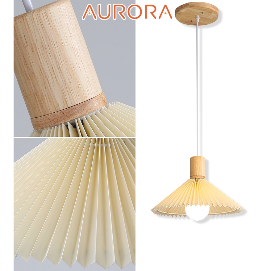 Pendant Light Modern Fabric Chandelier Ceiling Light Wood Drop Light ...