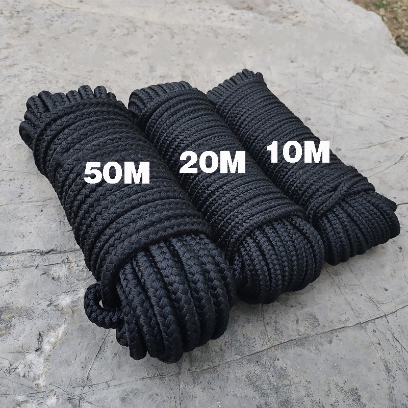10/20/30M Black nylon rope Diameter 6/10MM Strong Windproof Clothesline ...