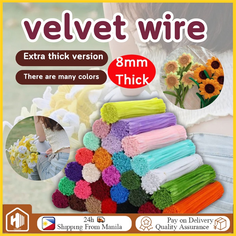 100PCS Fuzzy Wire Chenille Stem Handmade DIY Toys Making Art Material ...