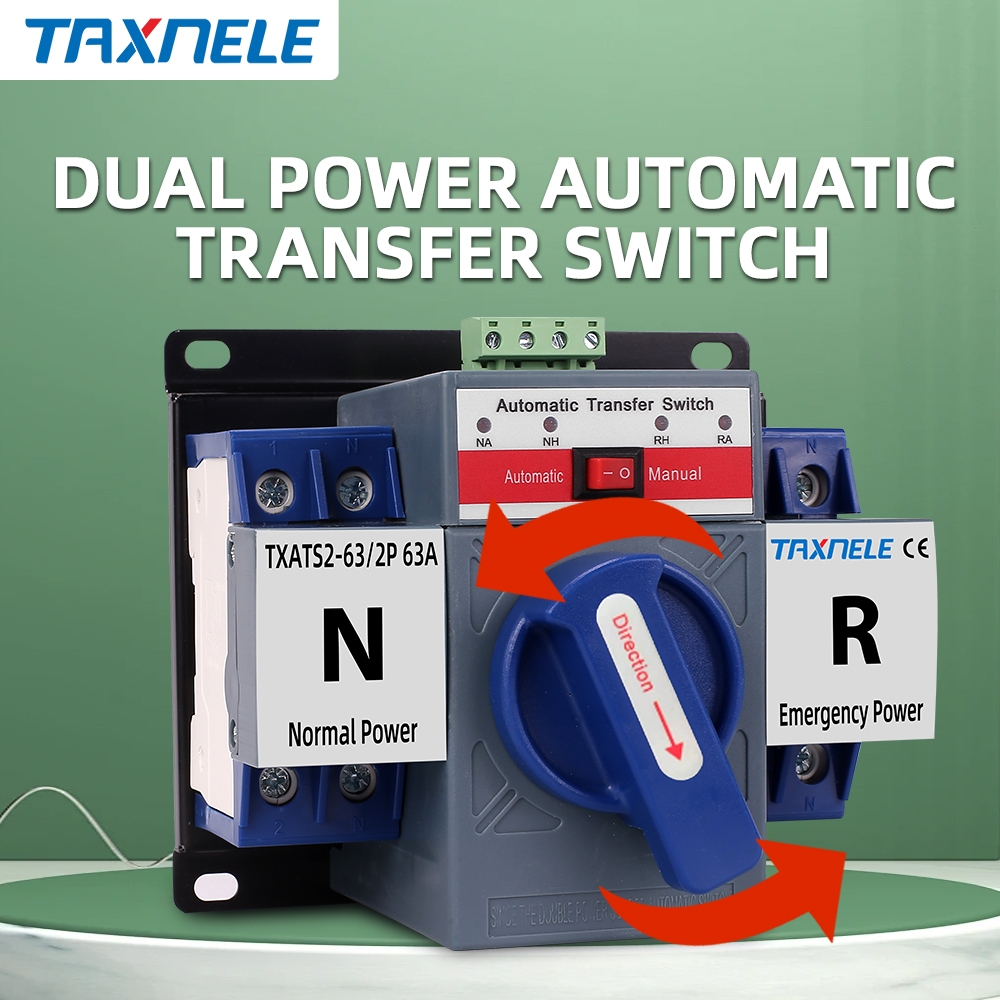 2P 63A 230V MCB Type Dual Power Automatic Transfer Switch ATS Rated ...