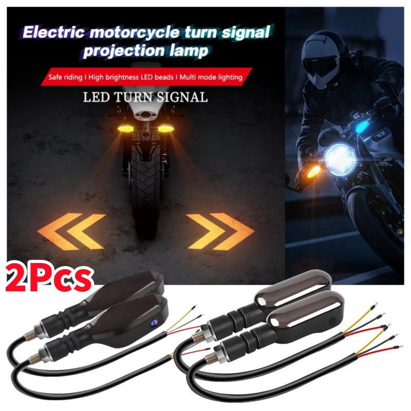 2PCS Motorcycle LED Turn Signal Lamp Color Projection Lamp Waterproof ...