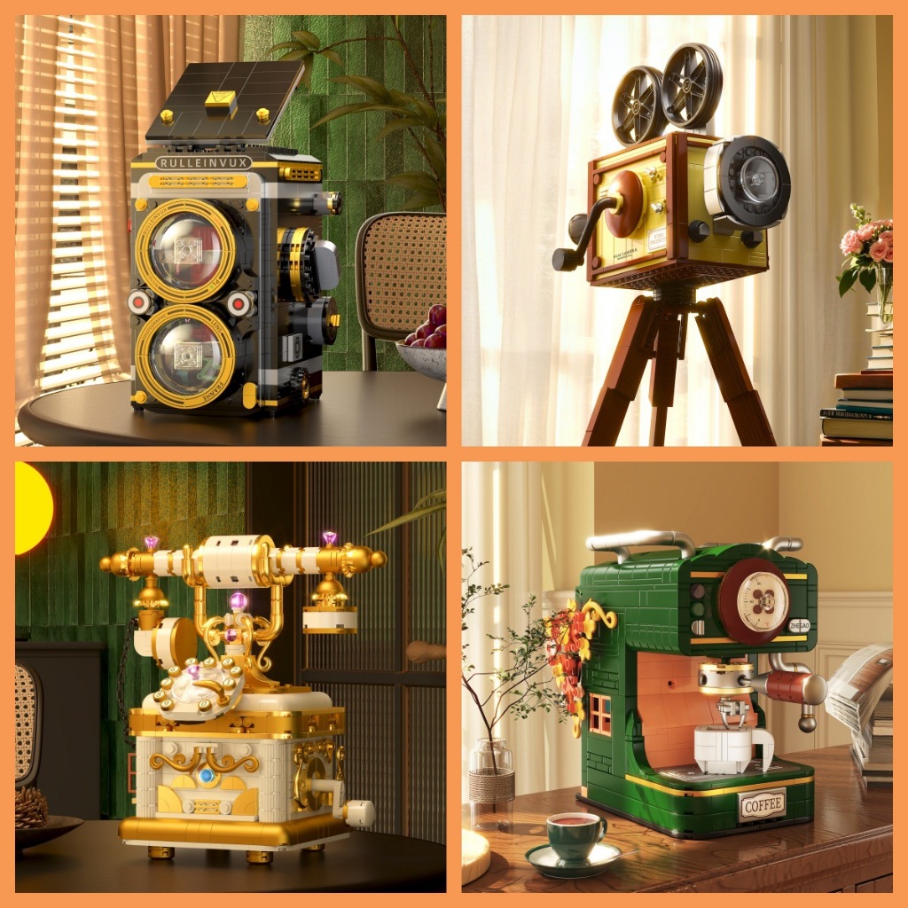 Retro electrical camera, telephone building blocks, educational Stem ...