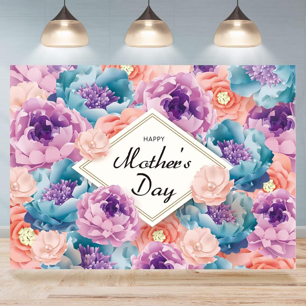 5x3ft Happy Mother's Day Backdrop Flowers Photography Background Pink ...