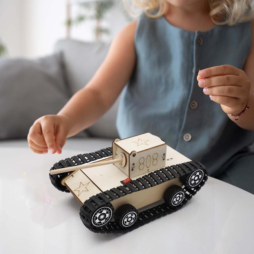 STEM Toys DIY Wooden 3D Tank Model Science Kit Assembly Toys Physics ...