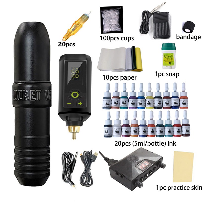 Powerful Mini With Battery Set Rocket Tattoo Rotary Machine Tattoo ...